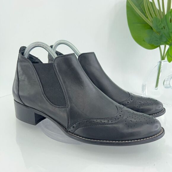 Paul Green Women's Foulard Boot Size 8 Block Heel Western Bootie Black Leather - Picture 1 of 15